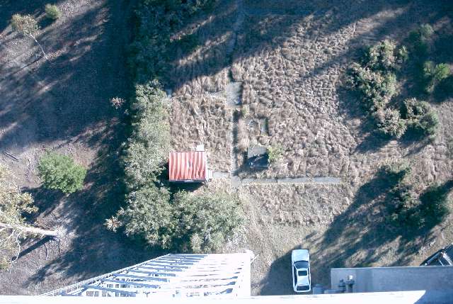 Looking down at the Shed