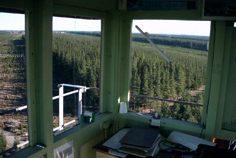 Inside the tower looking out.